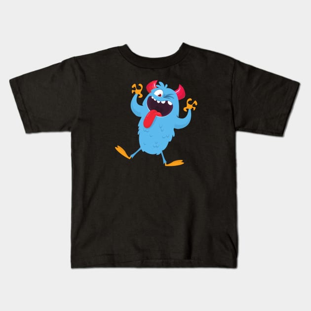 funny cartoon monster Kids T-Shirt by AbstractWorld